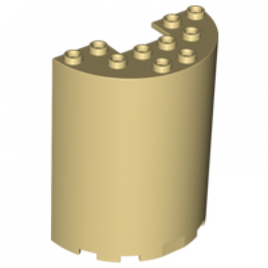 tan cylinder half 3 x 6 x 6 with 1 x 2 cutout