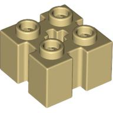 tan brick modified 2 x 2 with channels and axle hole