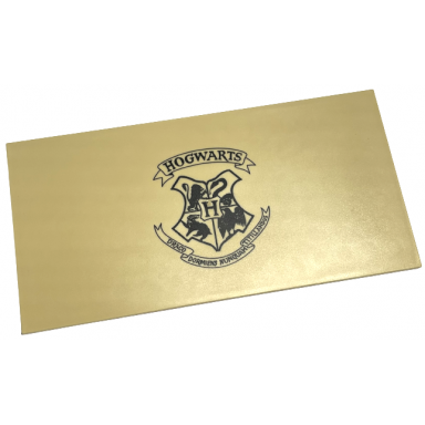 tan tile 8 x 16 with bottom tubes textured surface with hogwarts crest pattern second version with corrected titillandus