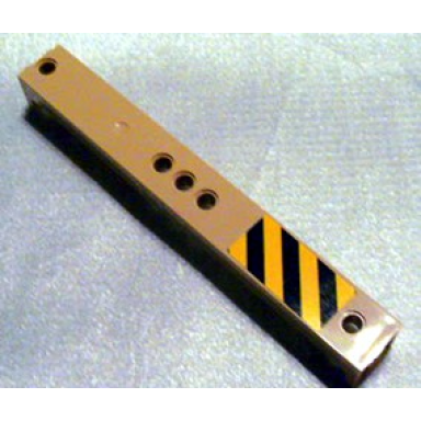 tan support 2 x 2 x 13 with 5 pin holes with yellow and black danger stripes left pattern sticker - set 3677