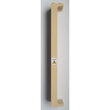 tan support 2 x 2 x 13 with 5 pin holes with electricity danger sign pattern on right side sticker - set 8639