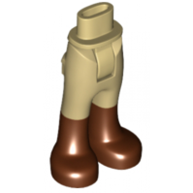 tan mini doll hips and trousers with back pockets with reddish brown boots pattern - thick hinge