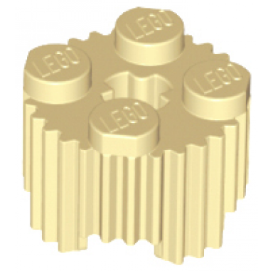 tan brick round 2 x 2 with axle hole and grille fluted profile