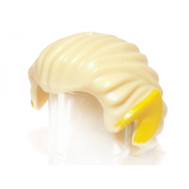 tan minifigure hair swept back with pointed yellow elf ears pattern