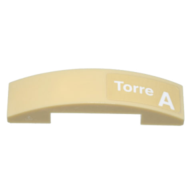 tan slope curved 4 x 1 x 2 3 double with white torre a pattern model left side sticker - set 10299