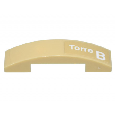 tan slope curved 4 x 1 x 2 3 double with white torre b pattern model left side sticker - set 10299