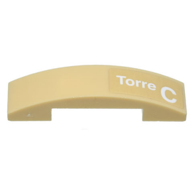 tan slope curved 4 x 1 x 2 3 double with white torre c pattern model left side sticker - set 10299