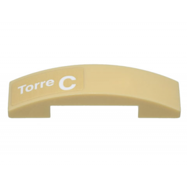 tan slope curved 4 x 1 x 2 3 double with white torre c pattern model right side sticker - set 10299