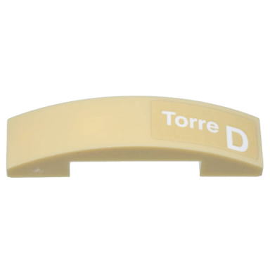 tan slope curved 4 x 1 x 2 3 double with white torre d pattern model left side sticker - set 10299