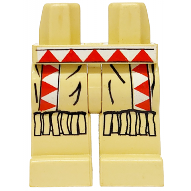 hips and legs with western indians red and white triangles fringe pattern