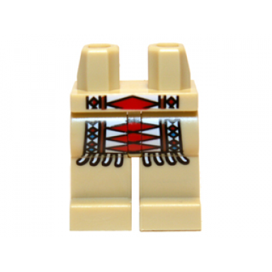 tan hips and legs with white western indians fringe and red and blue diamonds pattern