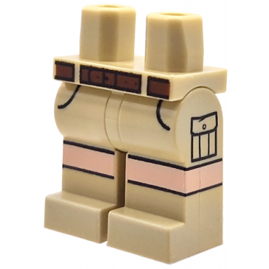 tan hips and legs with with reddish brown belt black pockets outlines light nougat knees pockets on sides pattern