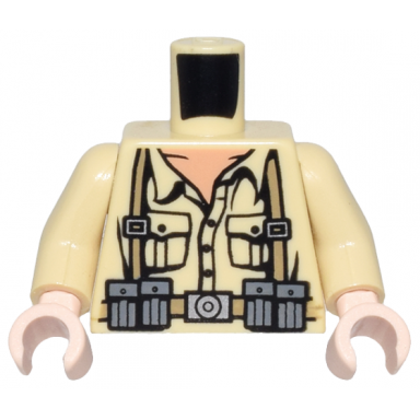tan torso indiana jones open collar shirt ammo belt suspenders pattern tan arms light nougat hands