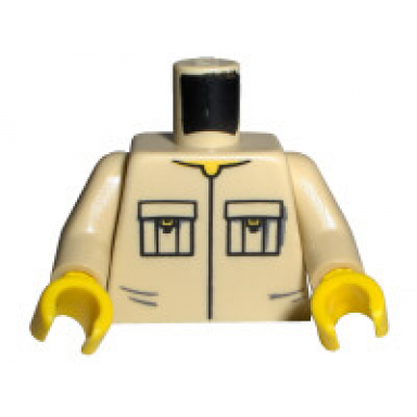 tan torso shirt front seamed with patch pockets pattern tan arms yellow hands
