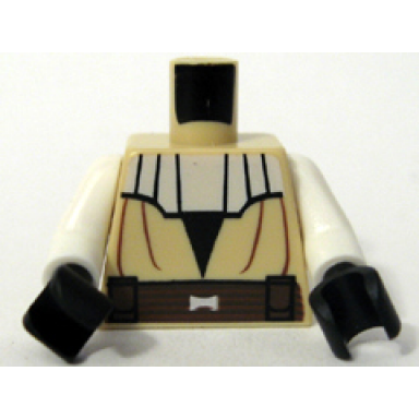tan torso sw jedi robe dark brown belt white collar pattern white arms black hands