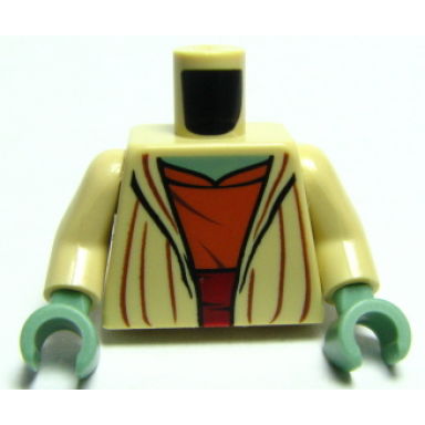 tan torso sw open robe dark orange shirt with dark red waist sash sand green neck pattern yoda tan arms sand green hands