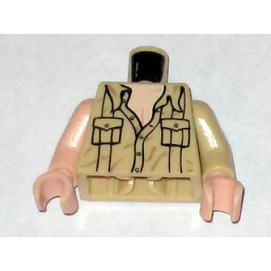tan torso indiana jones open collar shirt with pockets pattern tan arm left light nougat arm right light nougat hands