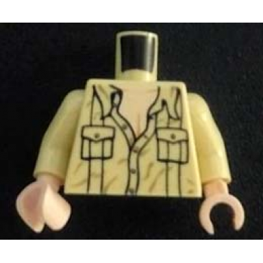 tan torso indiana jones open collar shirt with pockets pattern tan arms light nougat hands
