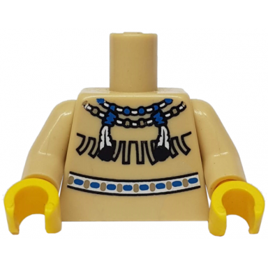 tan torso western indians necklace and fringe pattern tan arms yellow hands