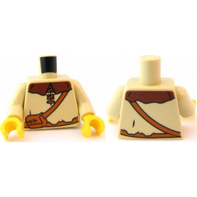 tan torso castle kingdoms peasant shirt with brown collar and shoulder bag pattern tan arms yellow hands