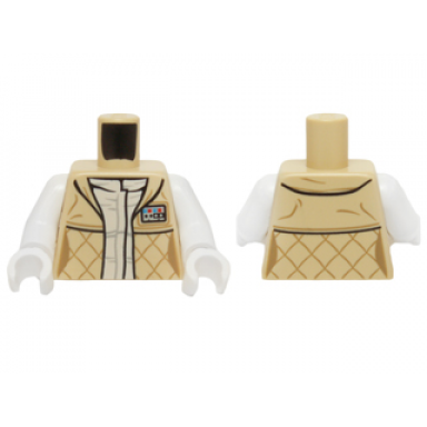 tan torso sw checkered jacket with white undershirt with creases pattern leia white arms white hands