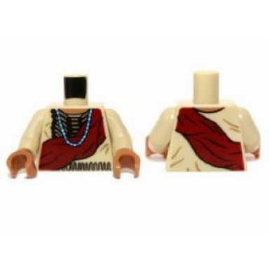 tan torso shirt with indian beaded armor dark red wrap and blue necklace pattern tan arms medium nougat hands