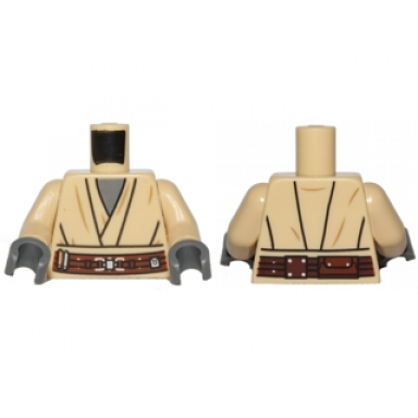 tan torso sw layered shirt dark bluish gray undershirt reddish brown belt pattern tan arms dark bluish gray hands