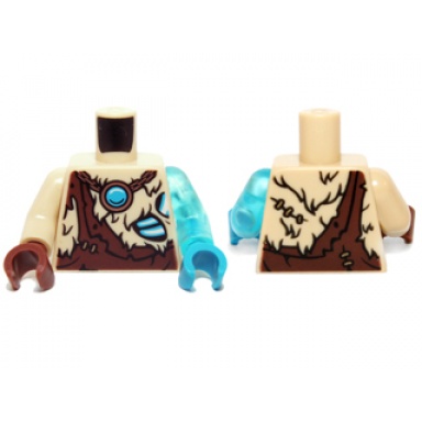 tan torso fur with ragged brown top and blue chi pattern trans-light blue arm left tan arm right dark azure hand left reddish brown hand right