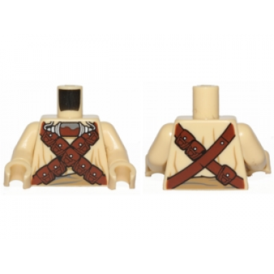 tan torso sw tusken raider with reddish brown crossed belts with pouches and breathing apparatus pattern tan arms tan hands