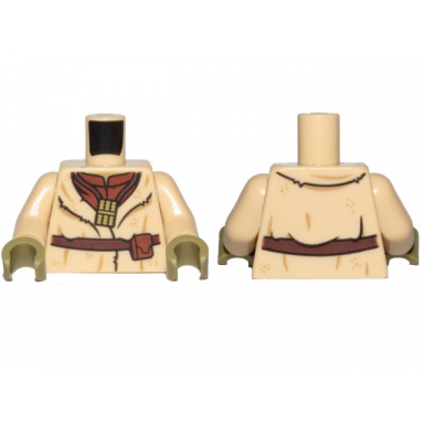 tan torso sw layered shirt yoda reddish brown undershirt dark brown belt and pan flute pattern tan arms olive green hands