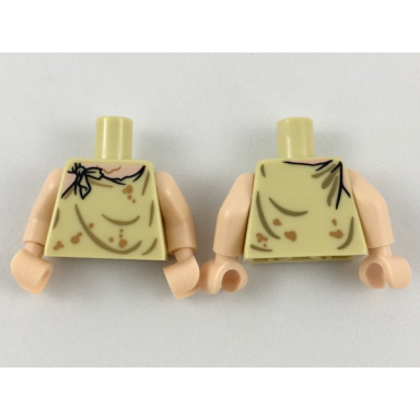 tan torso smock tattered light nougat neck dark tan gathers medium nougat stains pattern light nougat arms light nougat hands