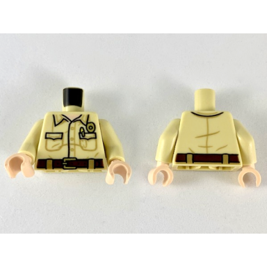 tan torso shirt with pockets light nougat neck gold badge and dark brown belt pattern tan arms light nougat hands