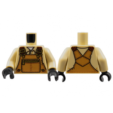 tan torso medium nougat overalls white undershirt and zippered pocket pattern tan arms black hands