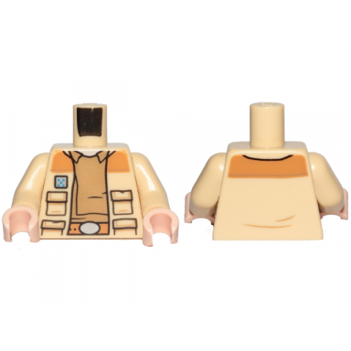 tan torso sw jacket open with pockets dark tan shirt with collar medium nougat belt small rank badge pattern tan arms light nougat hands