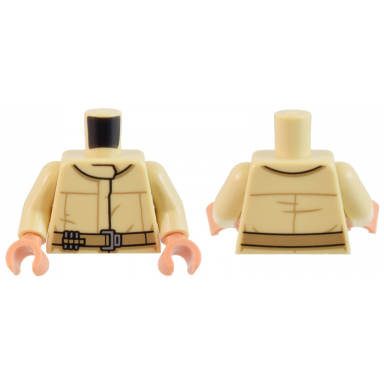 tan torso sw mechanic jumpsuit coveralls with band collar dark tan belt with silver buckle pattern tan arms nougat hands