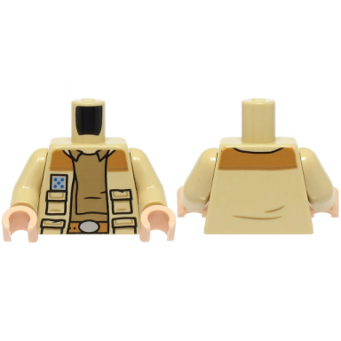 tan torso sw jacket open with pockets dark tan shirt with collar medium nougat belt large rank badge pattern tan arms light nougat hands