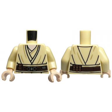 tan torso sw jedi robe with dark tan wrinkles dark brown belt with pouches and silver buckle light nougat neck pattern tan arms light nougat hands