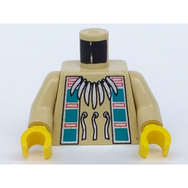 tan torso western indians necklace and dark turquoise squares pattern tan arms yellow hands