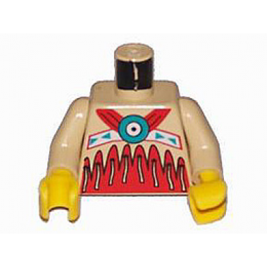 tan torso western indians red on bottom and fringe pattern tan arms yellow hands