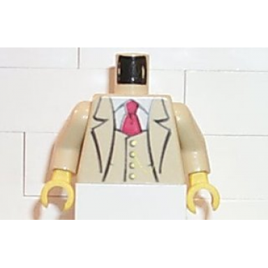 tan torso studios suit jacket with vest and red tie pattern gent tan arms yellow hands