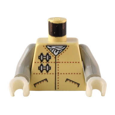 tan torso sw hoth rebel jacket with pockets and brown dotted lines over white scarf pattern light gray arms white hands