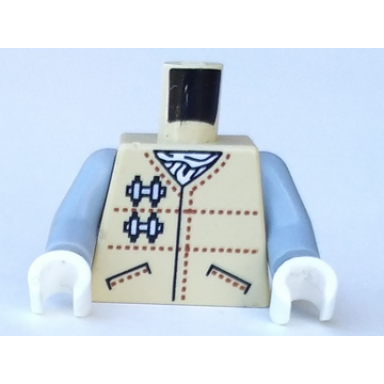 tan torso sw hoth rebel jacket with pockets and brown dotted lines over white scarf pattern light bluish gray arms white hands