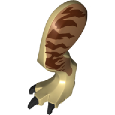 tan dinosaur leg large rear tyrannosaurus rex with pin black claws and dark brown stripes on medium nougat pattern - left