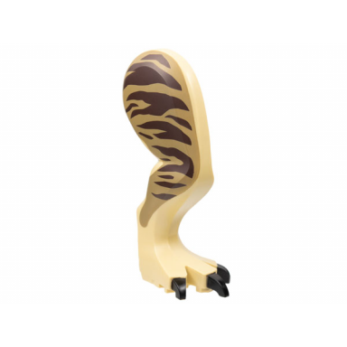 tan dinosaur leg large rear tyrannosaurus rex with pin black claws and dark brown stripes on dark tan pattern - right