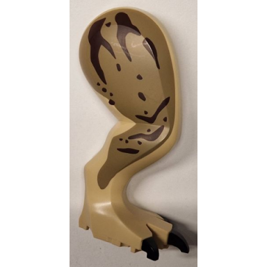 tan dinosaur leg large rear tyrannosaurus rex with pin black claws and dark brown thick stripes vertical at top on dark tan pattern - right