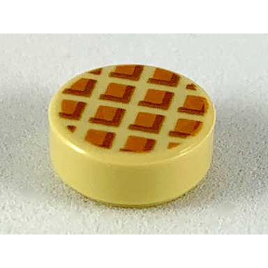 tan tile round 1 x 1 with waffle medium nougat squares with dark orange edges pattern