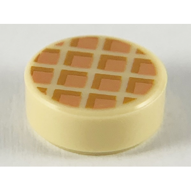 tan tile round 1 x 1 with waffle nougat squares with medium nougat edges pattern