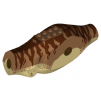 tan dinosaur body tyrannosaurus rex with medium nougat top with dark brown stripes pattern