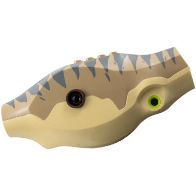 tan dinosaur body tyrannosaurus rex with dark tan top with dark bluish gray stripes pattern