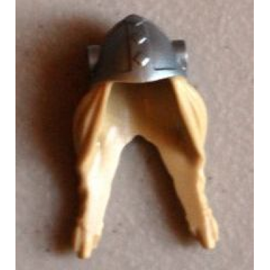 tan minifigure hair long with metallic silver viking helmet with side holes pattern